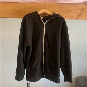 Forever 21 girls zip up hoodie black, white zipper